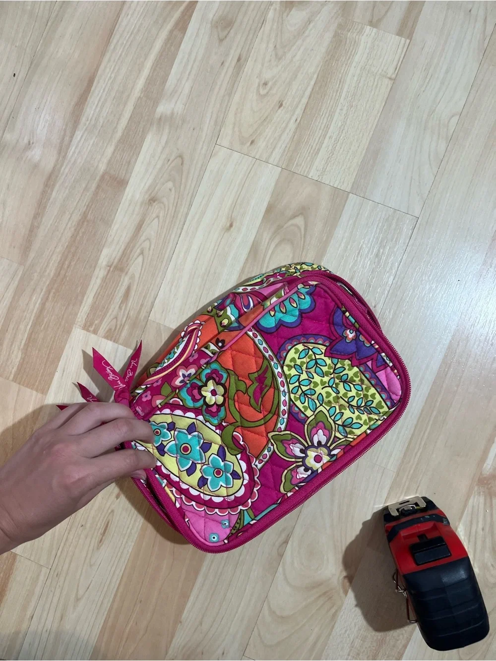 Vera Bradley Travel Toiletry Bag Makeup Case Toiletries Pink & Purple Floral 9x6